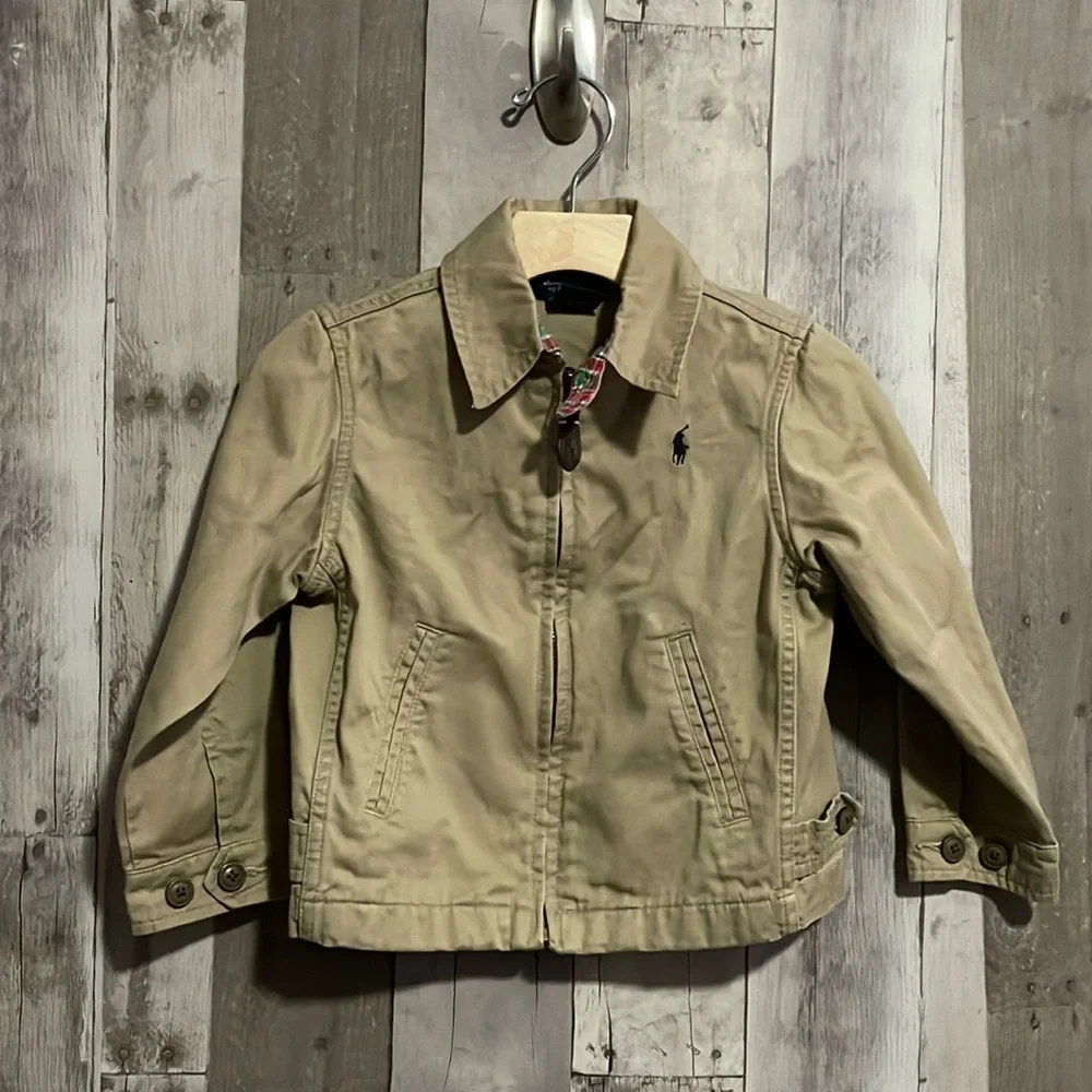 Ralph Lauren boys polo khaki Front zip jacket size 3 EXCELLENT CONDITION